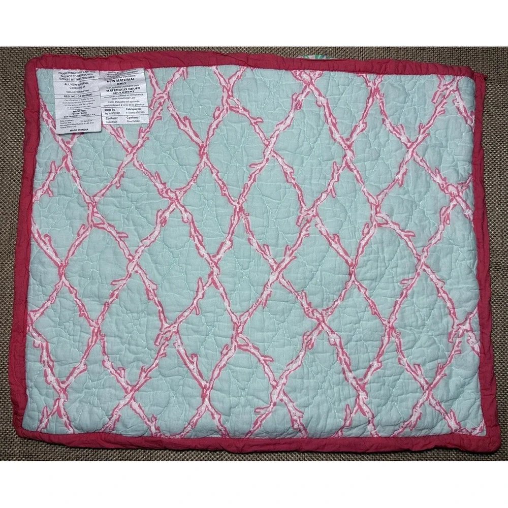 Pottery Barn Lilly Pulitzer Sham Fan Sea Pants Reversible Cotton Quilted Std - Picture 2 of 12